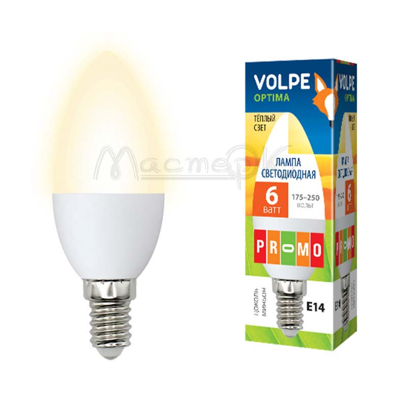 Лампа светодиодная Volpe С37 E14 7Вт 3000 К